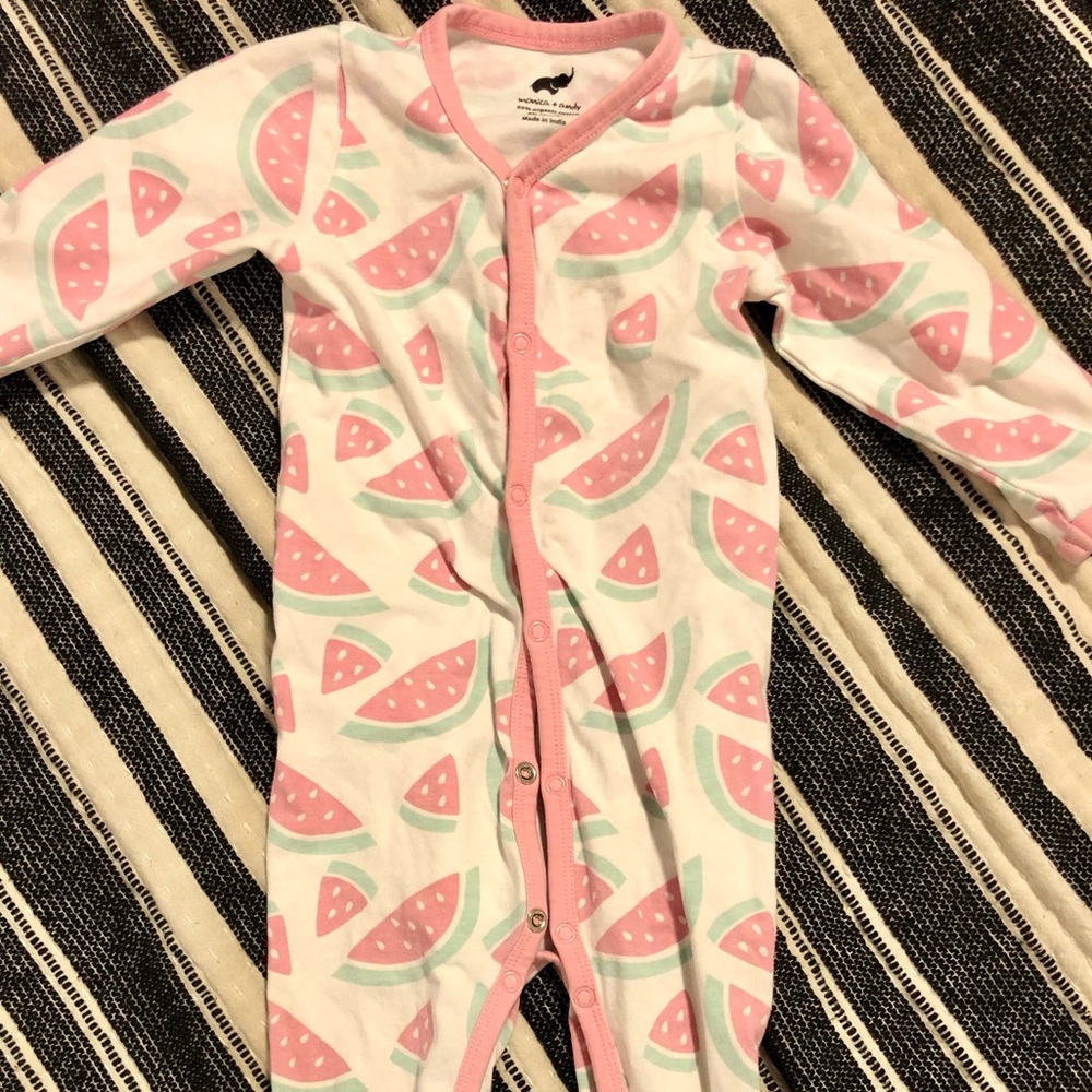 Monica + Andy Organic Snap One-Piece Watermelon Pajamas 6-9mo